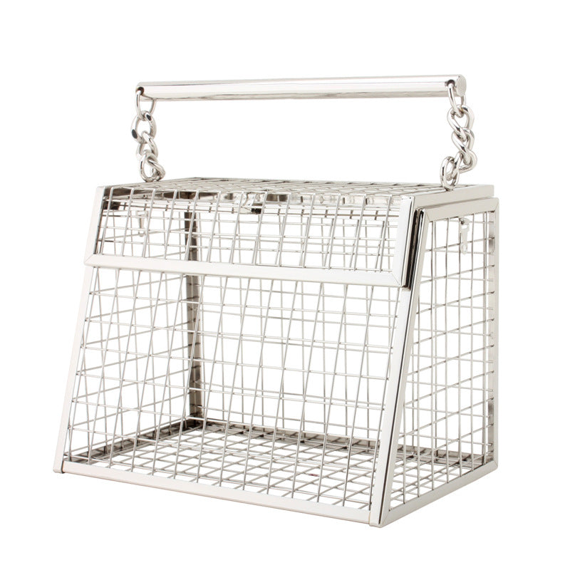 Women Evening Bags Hollow Metal Trapezoidal Gold Cages Clutch Totes Wedding Party Purse Handbag