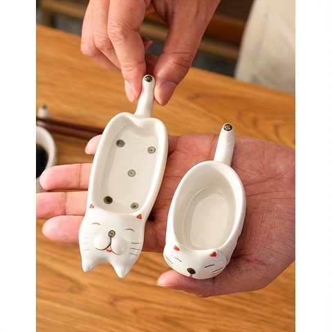 2-piece cat ceramic condiment dish set