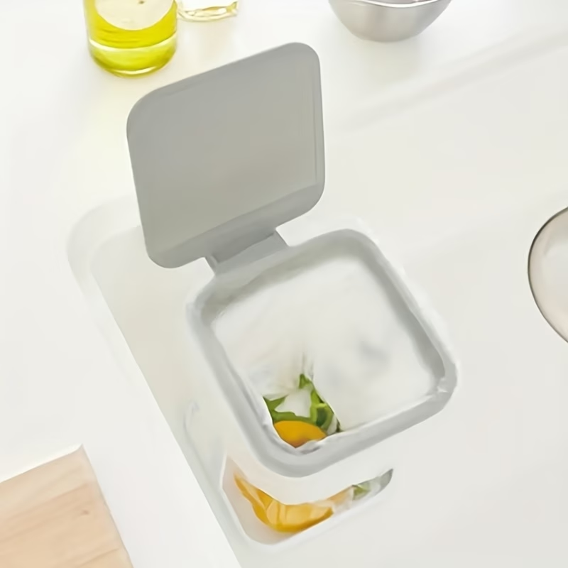 Mini Trash Can - Transparent Plastic Mini Square Flip-Top Trash Can