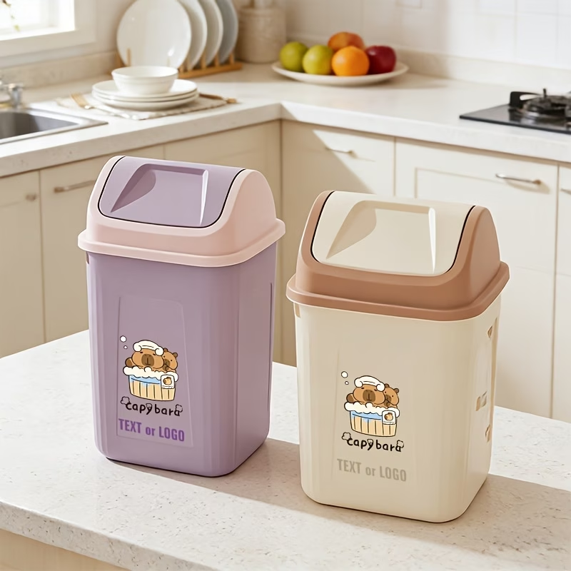 Trash cans for small spaces - Slim rectangular push-to-open trash can