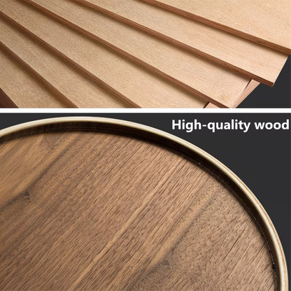 Wooden trash can with pull-out spout - wide-mouth round stackable trash can