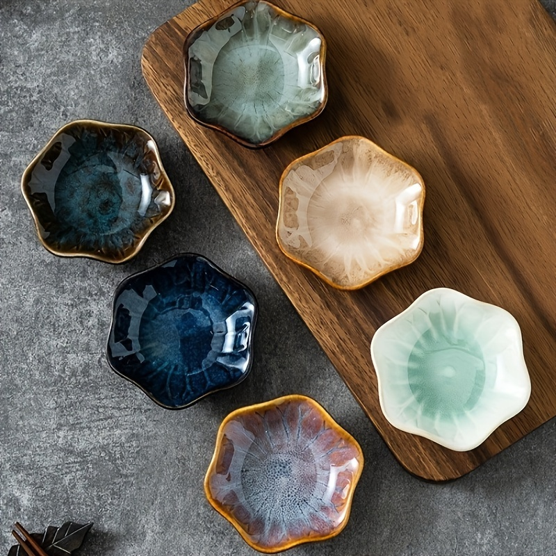 4/6-piece set of kiln-fired Japanese ceramic sauce dishes and condiment dishes