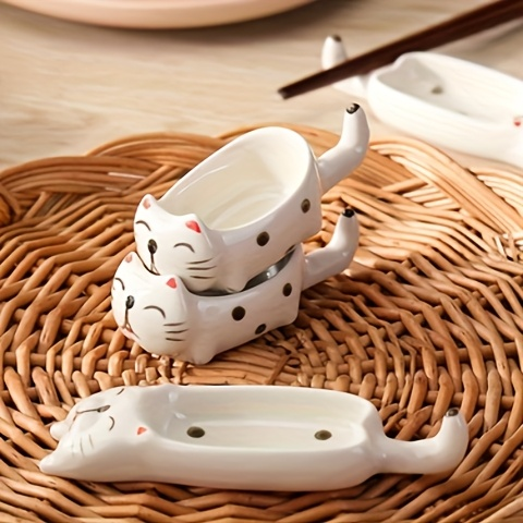 2-piece cat ceramic condiment dish set
