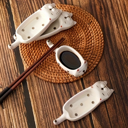 2-piece cat ceramic condiment dish set