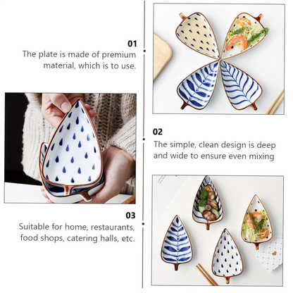 Japanese-style underglaze hand-painted leaf ceramic condiment dish