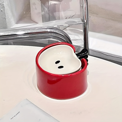 4-piece ceramic apple dish set with a favorites folder - cute round snack dishes