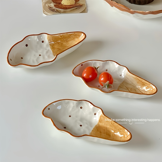 2-piece ice cream-shaped dish set, cute condiment dish