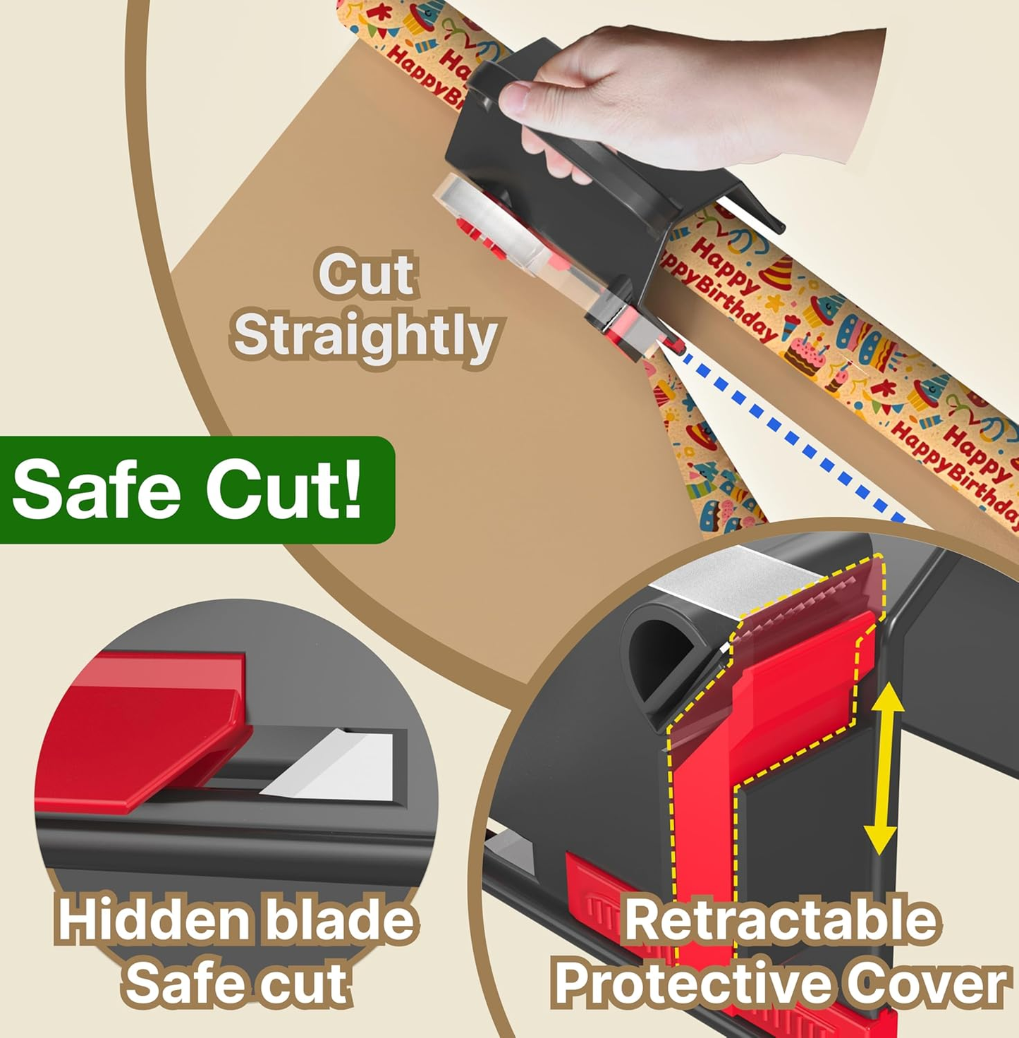 🔥2025 New Products ✨Wrapping Paper Cutter & Tape Dispenser Dual Use
