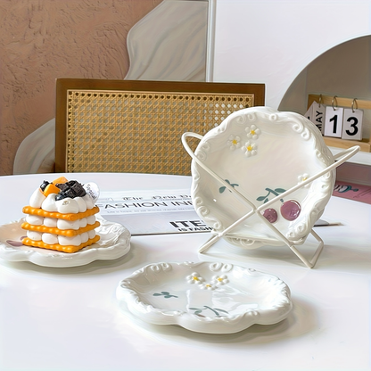 Two-piece ceramic embossed plate set