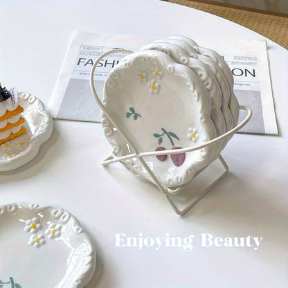 Two-piece ceramic embossed plate set