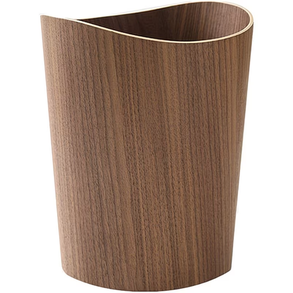 Wooden trash can with pull-out spout - wide-mouth round stackable trash can