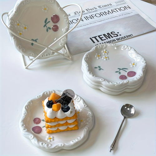 Two-piece ceramic embossed plate set