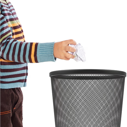 Two 4-gallon wire mesh trash cans - open and ventilated design