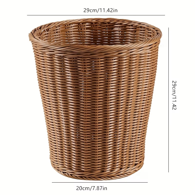 Plastic rattan trash can | Household kitchen trash can, woven open-top trash can