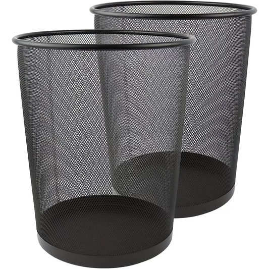 Two 4-gallon wire mesh trash cans - open and ventilated design