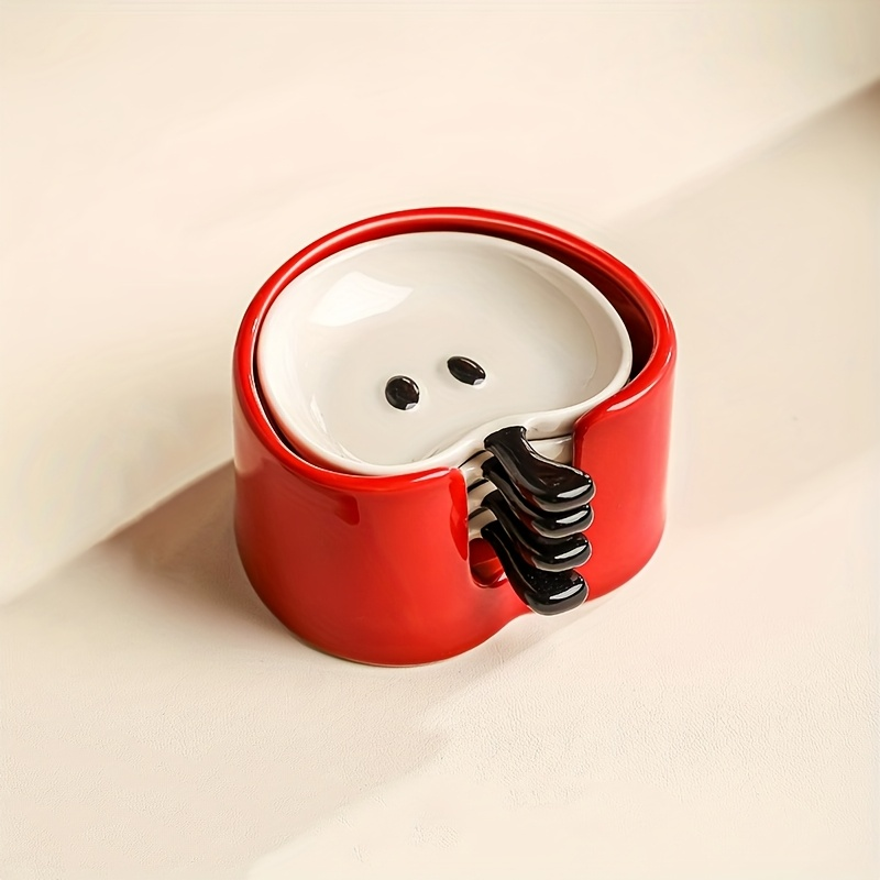 4-piece ceramic apple dish set with a favorites folder - cute round snack dishes