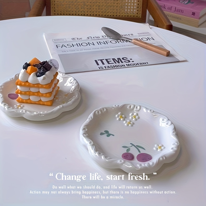 Two-piece ceramic embossed plate set