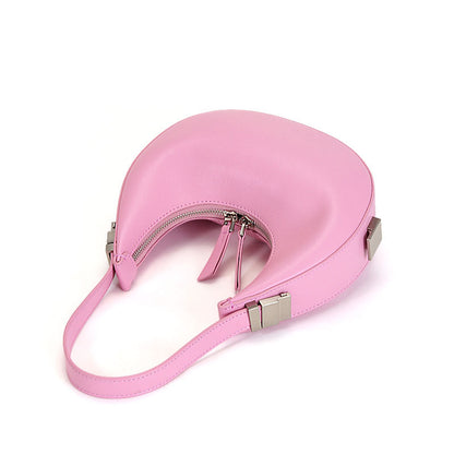 Niche mini shoulder bag new female crescent bag leather round fresh underarm bag