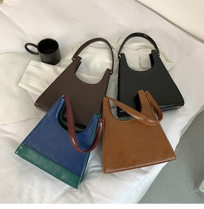 Triangle Small Tote Bags Ins Hot Hit Color Shoulder Underarm Bags Quality PU Leather Women Armpit Purses