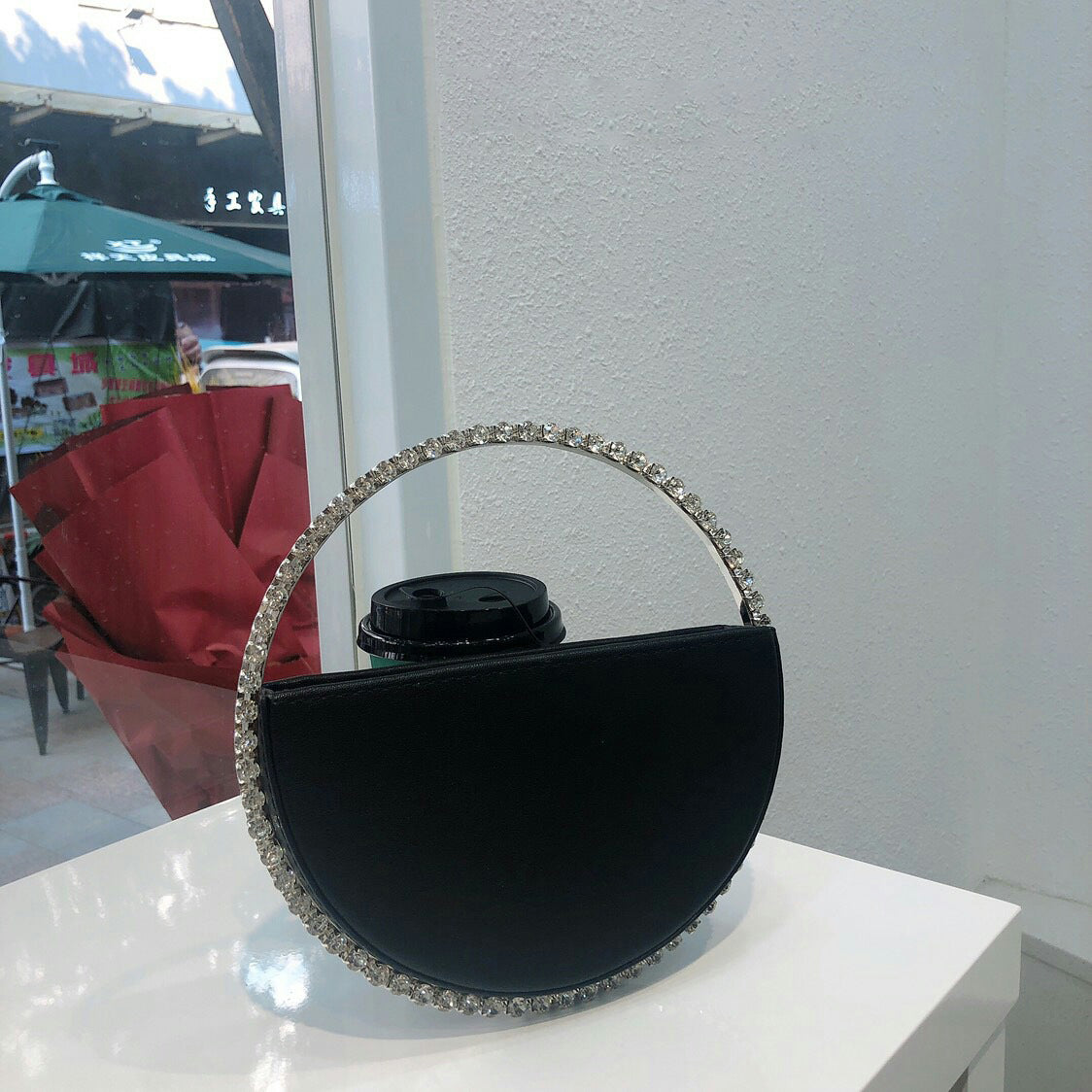 Crystal Diamond-encrusted round clutch lady handbag fashion dinner bag