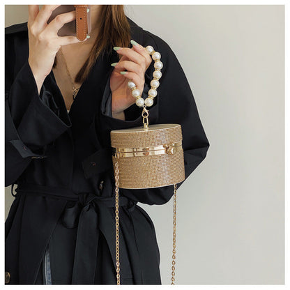 Fashion Luxury Party Clutch Cross Chain Shoulder Round Lady Handbags Women Mini Rhinestone Evening Bag
