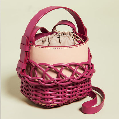 Drawstring design PU and canvas bucket bag for women sac a main 2026