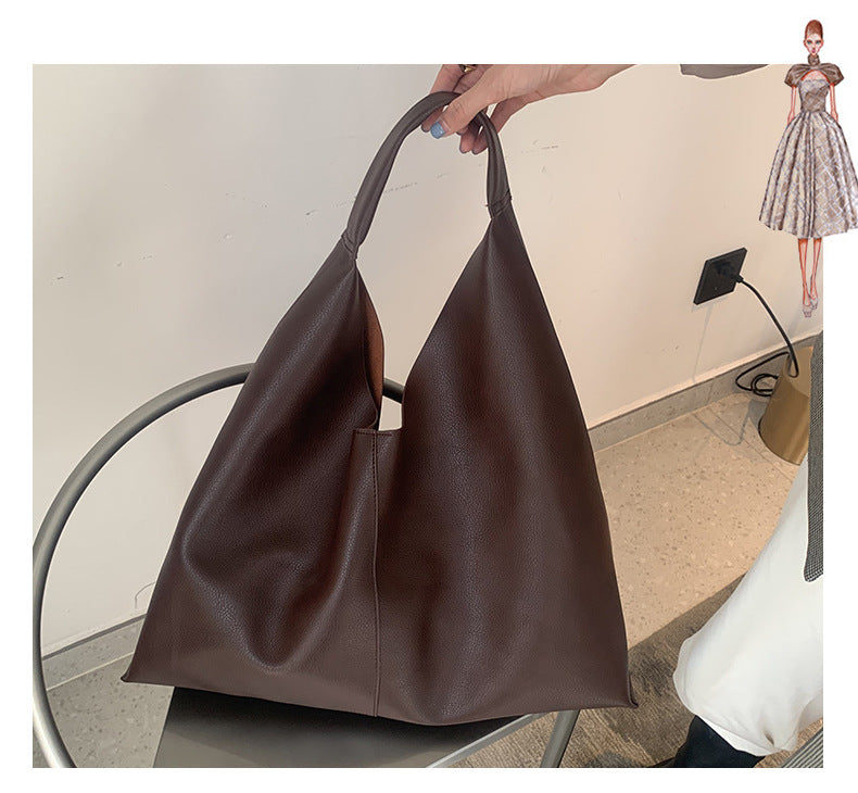 New soft pitot bag high-capacity single shoulder bag female bag minimalist style Pu leather