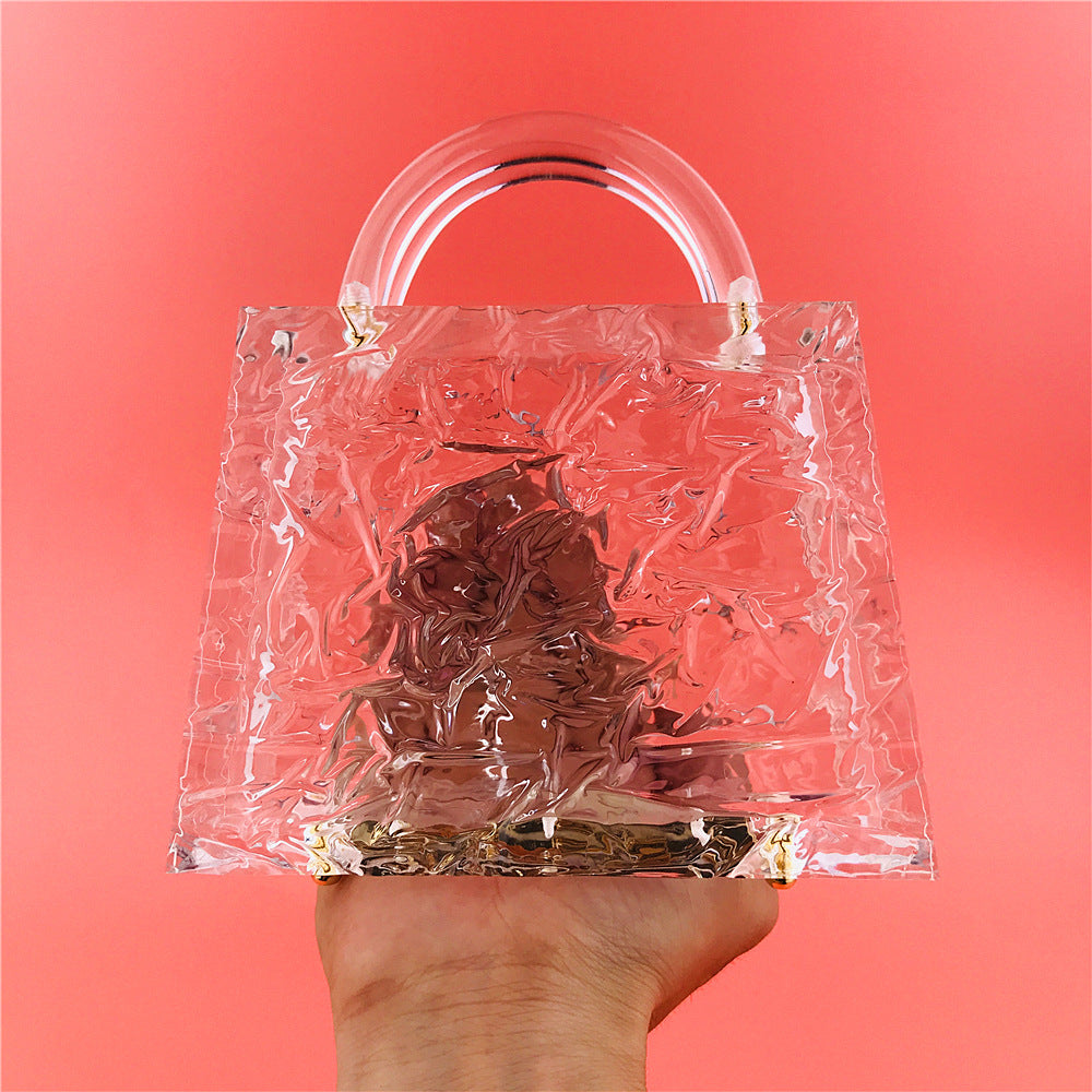 Luxury Transparent Ice Crack Women Jelly Bag Crystal Acrylic Handbag Elegant Lady Evening Bag