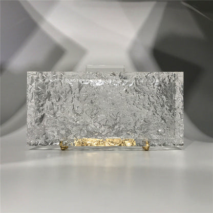New Dinner Bag Transparent Ice Crack Acrylic Women’s Bag Crystal Clutch