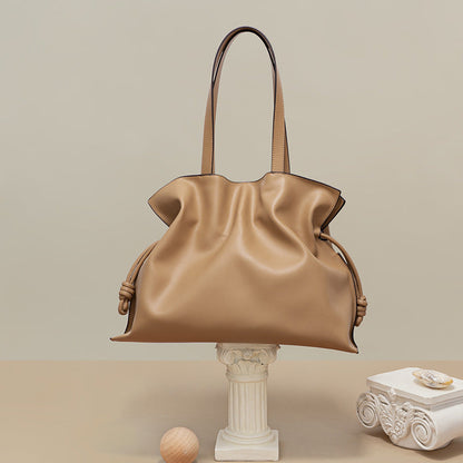 new Korean fashion leather bag wrinkled genuine leather shoulder string bag for women
