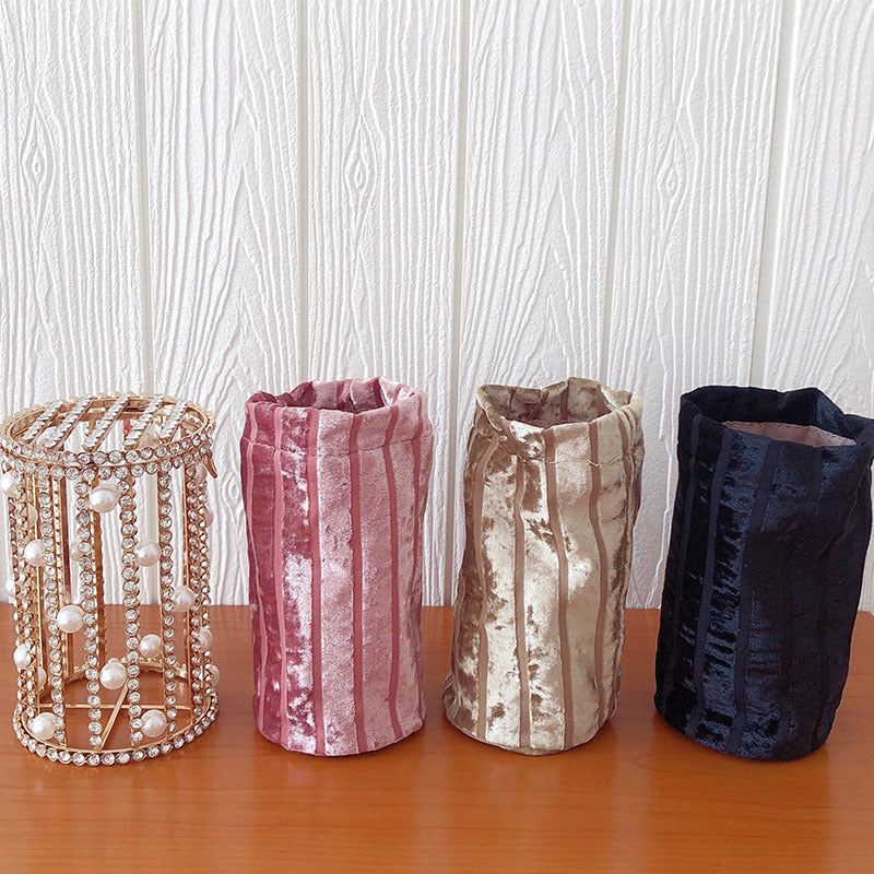 Cylindrical Pearl Rhinestone Metal Cage EVening Party Purse Ladies Beaded Chain Bucket Shoulder Bag