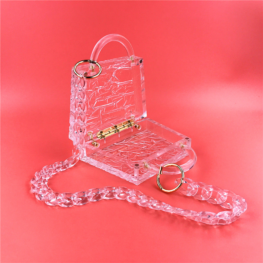 Luxury Transparent Ice Crack Women Jelly Bag Crystal Acrylic Handbag Elegant Lady Evening Bag