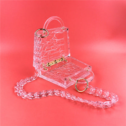 Luxury Transparent Ice Crack Women Jelly Bag Crystal Acrylic Handbag Elegant Lady Evening Bag