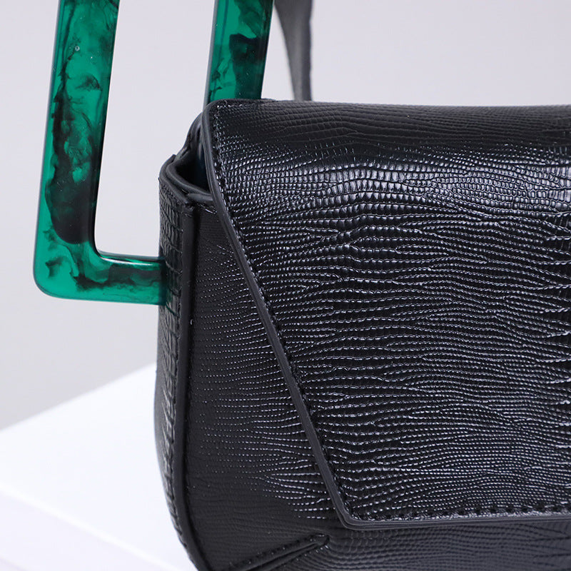 Ladies Chic Bag Special Resin Decoration Design Fashion PU Leather Square Shoulder Bag for Women Handbag