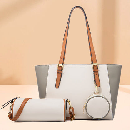 2026 Europe style PU mother bag women three pieces tote bag set shoulder high capacity ladies handbag