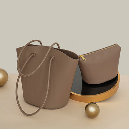 New Bag High capacity genuine leather  tote bag fashion casual shoulder 2 pieces