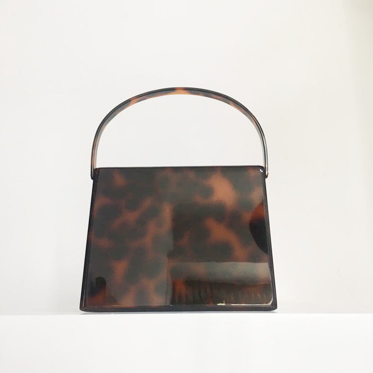 Luxury Retro Leopard Print Acrylic Bag Tortoiseshell Simple Square Evening Bag Clutch Women