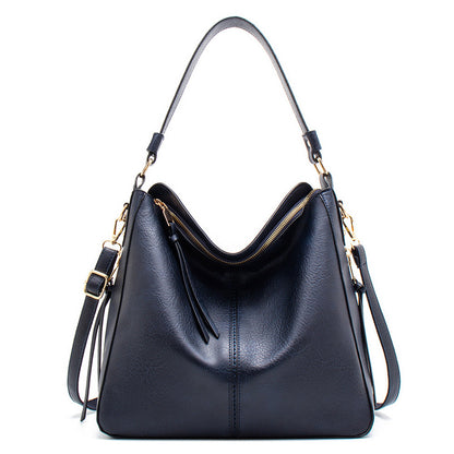New single shoulder bag 2026 simple straddle hobo bag  oil Wax Tote handbag