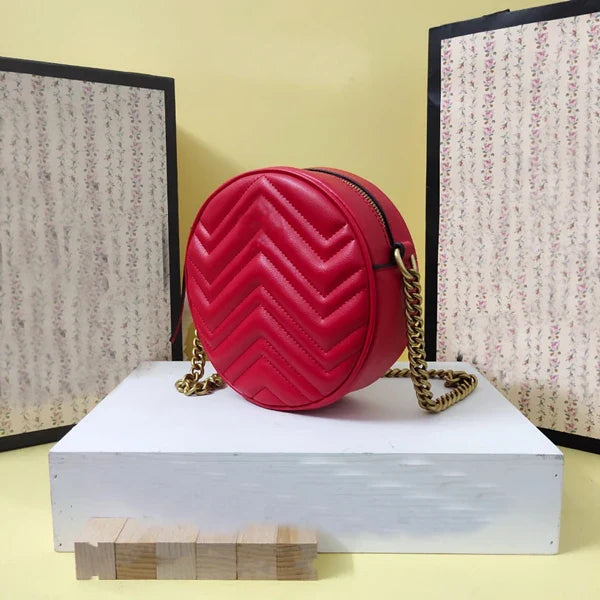 Genuine Leather High Quality Lady Crossbody Sling Women Handbags Round Bags