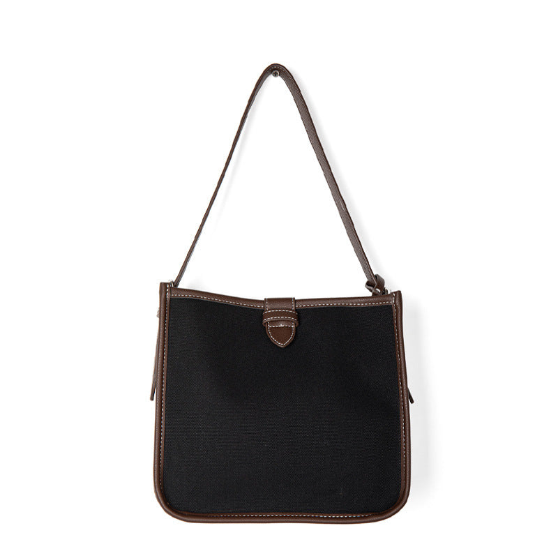 Hot Korean Style Ladies Canvas & Pu leather Shoulder Bag Women Handbag With Small Pouch
