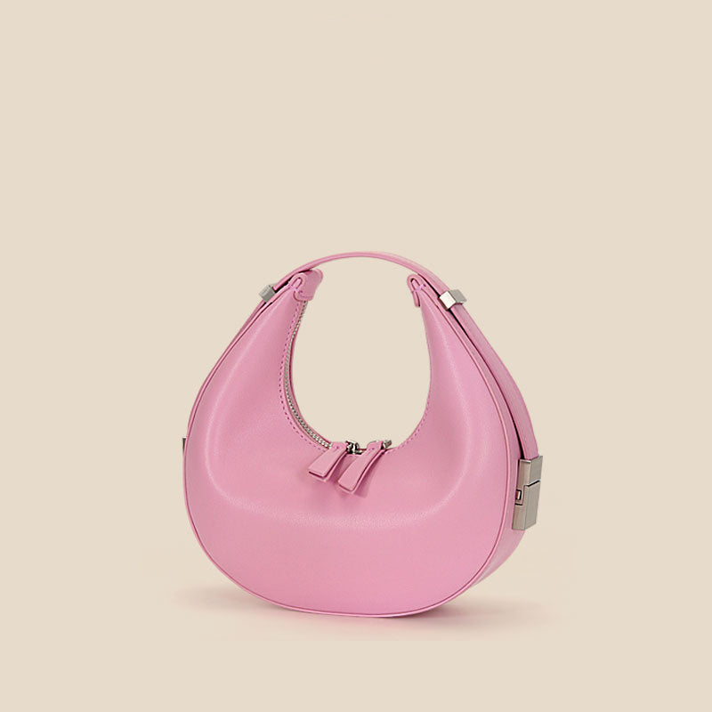 Niche mini shoulder bag new female crescent bag leather round fresh underarm bag
