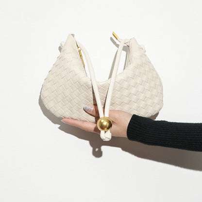 Fashion casual armpit bag ladies solid color single shoulder dumpling hobo woven bag for women