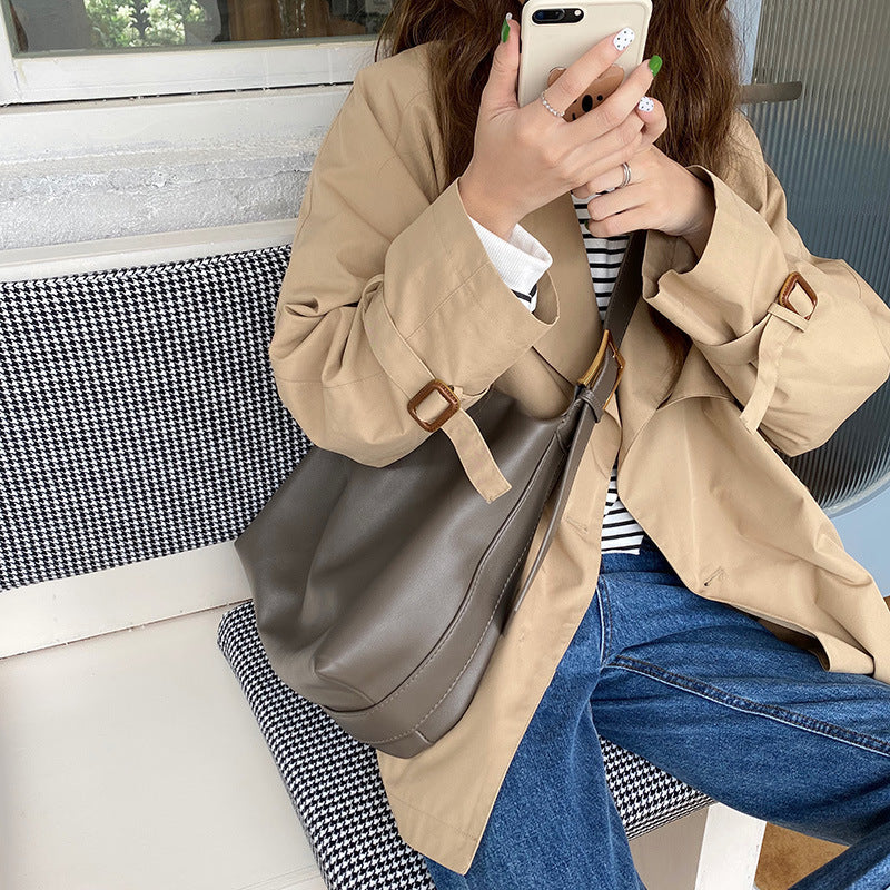 Daily bag soft leather simple shoulder bag new women’s high-capacity messenger bag