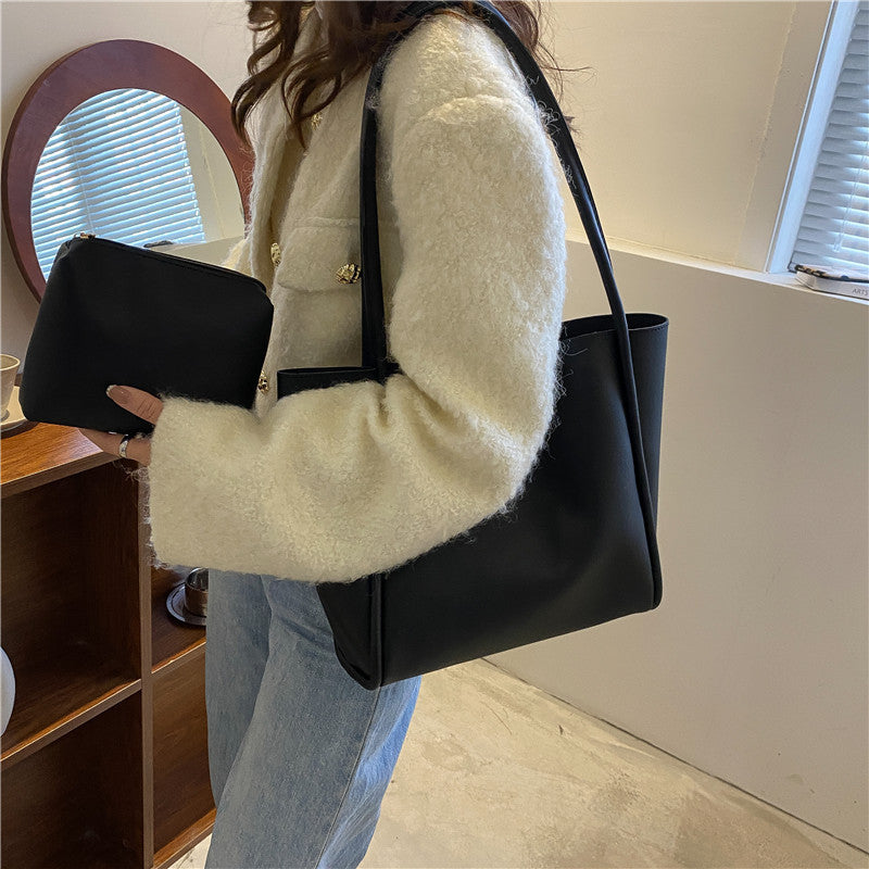 Korean style pure color sub-mother package 2026 new simple handbag tote bag high-volume fashion shoulder bag