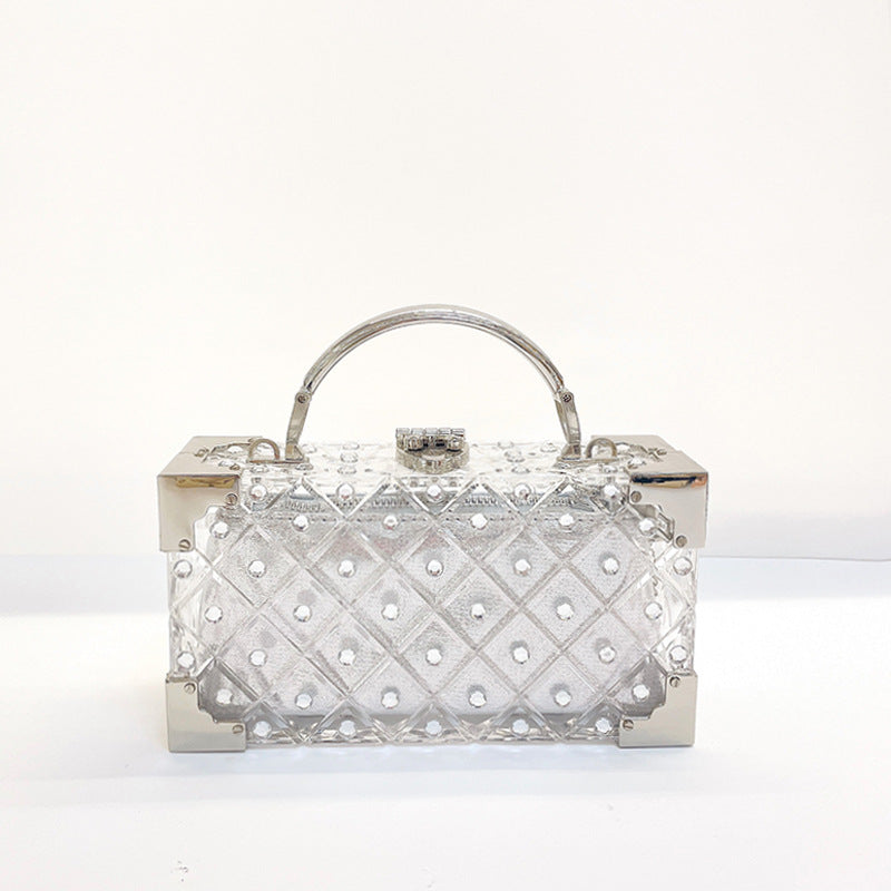 Luxury Party Prom Woman Acrylic Casual Box Clutch Purse Evening Bag 2 in 1