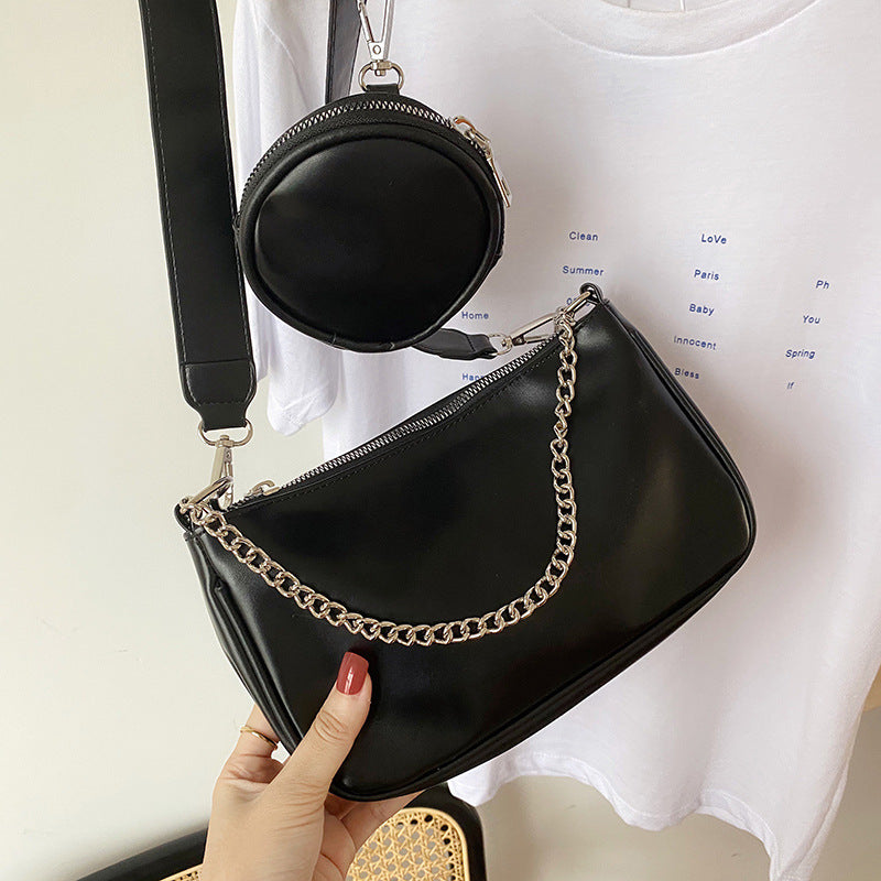 Three-in-one cross-shoulder bag fashionable cool chain cross-body bag girl’s handbag