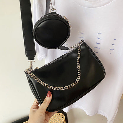 Three-in-one cross-shoulder bag fashionable cool chain cross-body bag girl’s handbag