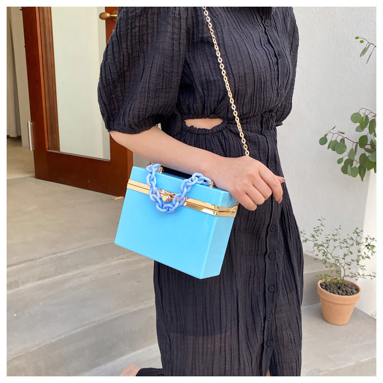 Multiple colour square box lock acrylic bag crossbody bags women handbags purse lady