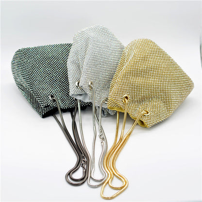 Luxury Banquet Bag With Diamonds Women Rhinestone Bucket Clutch Bag Golden Evening Purse sac a bandouliere
