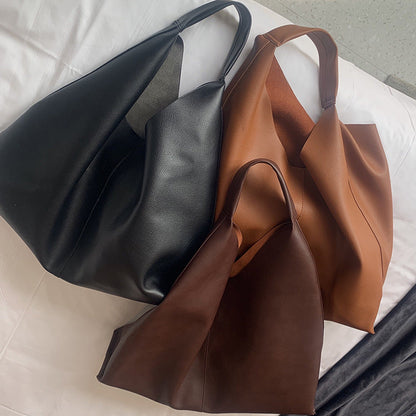 New soft pitot bag high-capacity single shoulder bag female bag minimalist style Pu leather